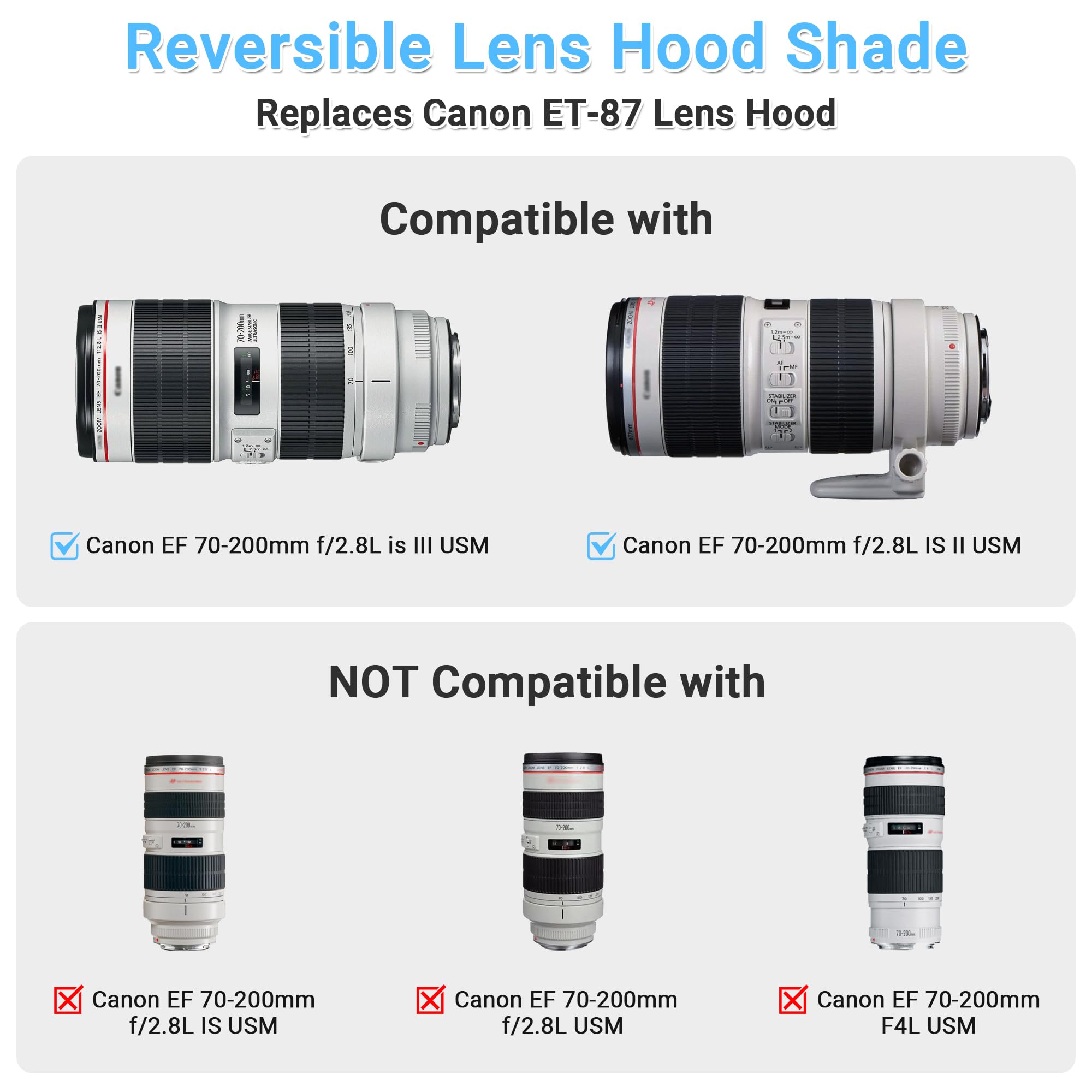 Amazon | JJC 可逆式 レンズフード 黒 花形 Canon EF 70-200 f2.8l IS